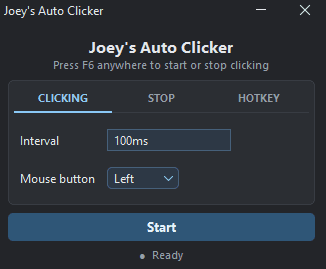 An image showing the interval and mouse button options.